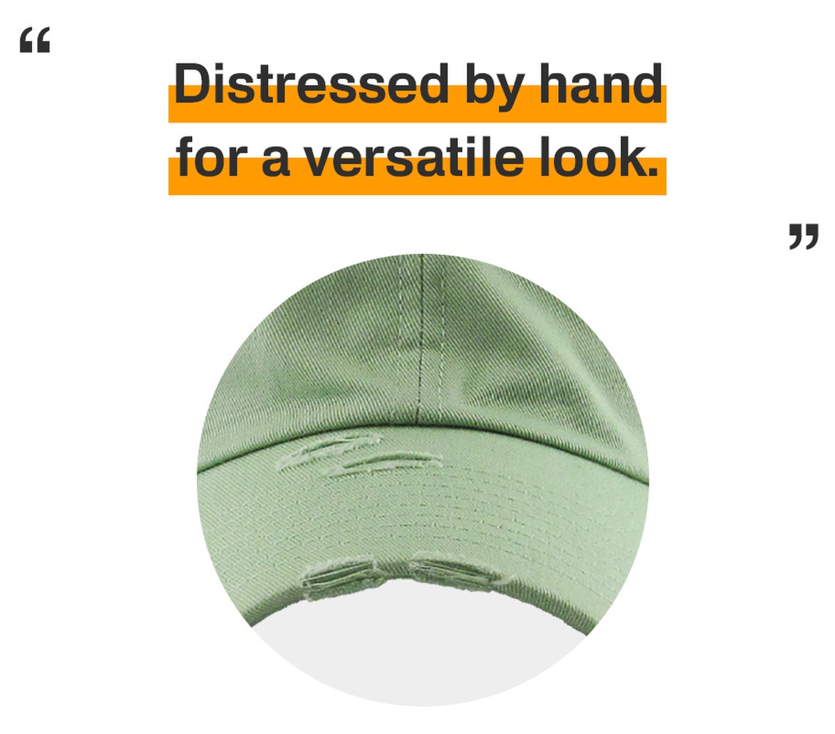 Sage Green Distressed Vintage Baseball Cap Front View